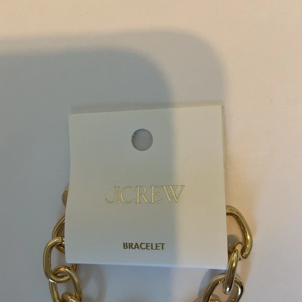 J. Crew Crystal Chainlink Gold Tone Chunky 6 3/4